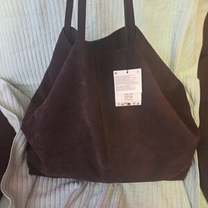 Zara Split Leater Maxi Shopper- Rich Brown